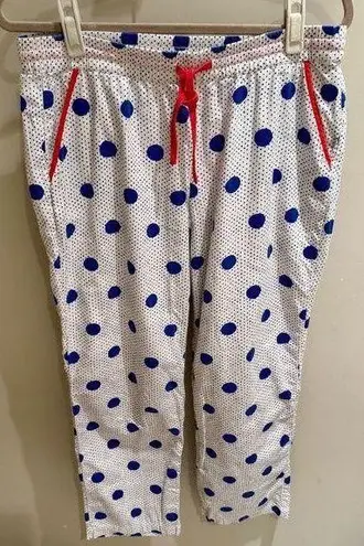 Boden Polka Dot Crop Pants Lounge Pajama Drawstring Casual Blue White M Size M