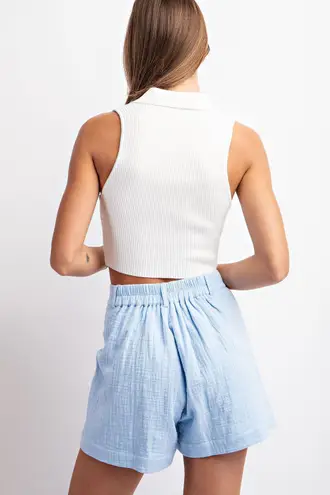 ee:some Periwinkle High Rise Button Front Shorts