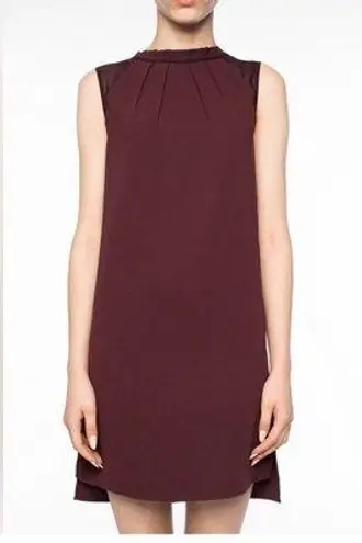 ALLSAINTS Jay Pleated Mini Dress XS Bordeaux Red Semi Sheer Casual Sleeveless
