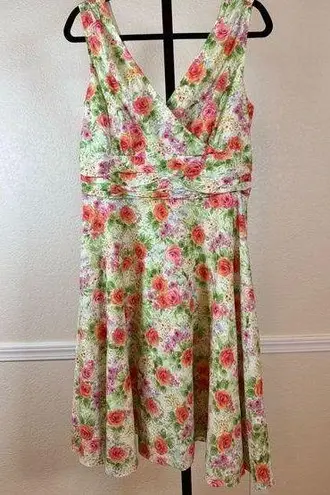K Studio Floral Dress Fit & Flare Sundress Knee Length Feminine Romantic Dainty Pink Size 12