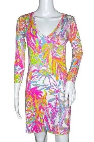 Lilly Pulitzer  Dress Womens XS White Pink Christie Scuba to Cuba Cruise Vacation