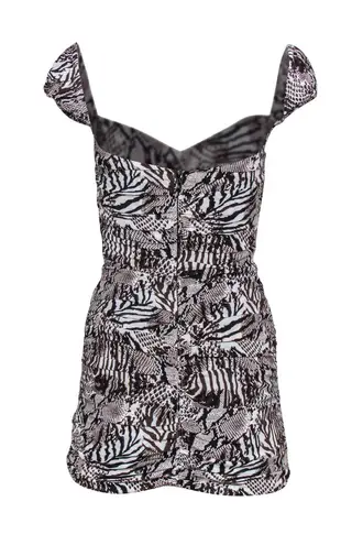 Aritzia Wilfred  Veda animal print ruched mini dress in Giselle black