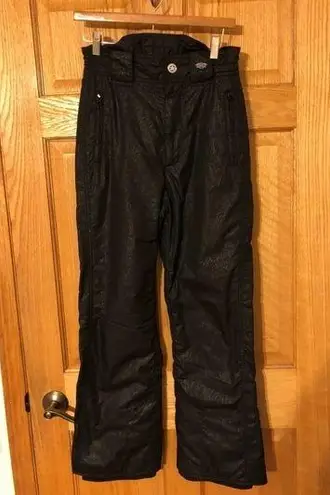 VTG 80’s Emmegi Black Printed Ski Snow Pant Sz. XS Zip Pockets Cozy Warm
