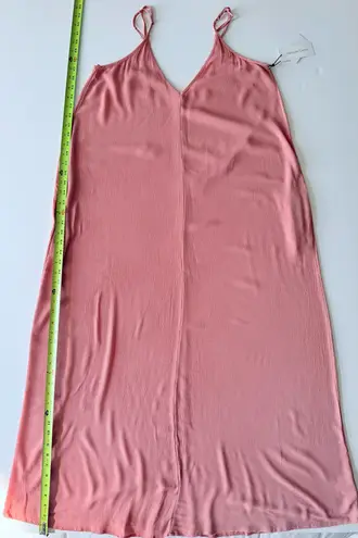 Treasure & Bond Pink Rosette Woven Maxi Dress Sz M Spaghetti Strap Designer New