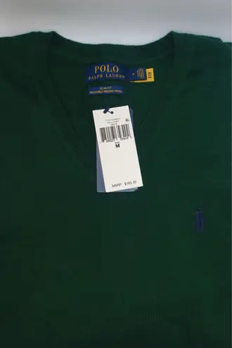 Polo Marino Wool Dark Green V Neck Sweater