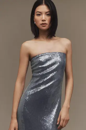 Hutch Anthropologie Strapless Sequin Dress