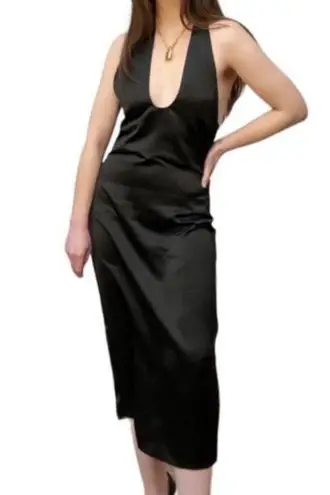 Jason Wu Black Satin Halter Dress MIDI NWT