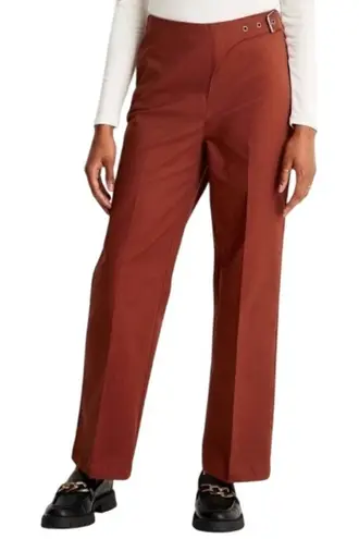 Future CollectiveHigh Waisted Belted Straight Leg Trousers Women Rust Color Sz 8 Brown - Image 1