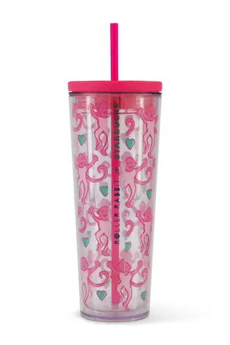 Roller Rabbit NEW Starbucks x Pink Monkey Tumbler 24 oz 2025 SOLD OUT COLLAB - Image 1