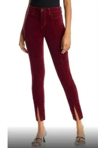 L'Agence L’AGENCE Jyothi High Waist Split Ankle Skinny Jeans in Burgundy Velvet size 26