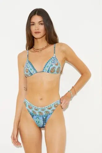 Boteh NWT Tuckernuck Medium Onda Andri Tri Bikini FULL SET Blues Patchwork Boho Blue