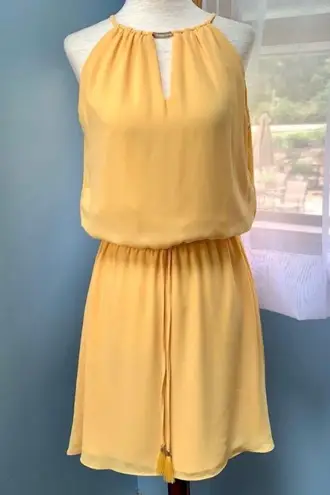 White House | Black Market WHBM Sleeveless Tie Waist Yellow Dress 