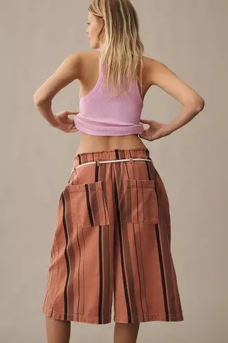 New Pilcro by Anthropologie Cropped wide Leg jean Shorts Size Xs Pink
