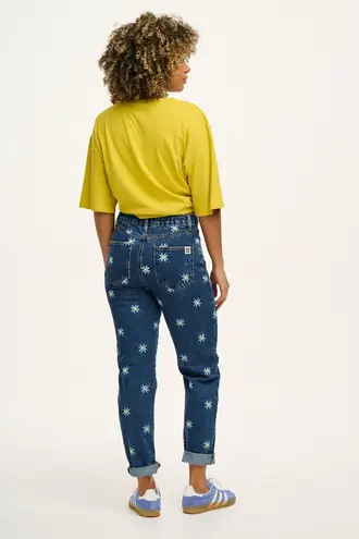 Lucy & Yak Embroidered Daisy-Mae Dana Mom Jeans