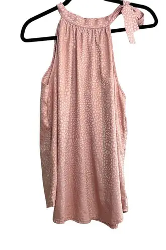 BTFBM Halter Top Sleeveless Blouse Tie Neck Casual Tank Pink Animal Print L Chic Size L