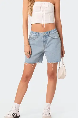 Edikted Tomboy Low Rise Denim Shorts