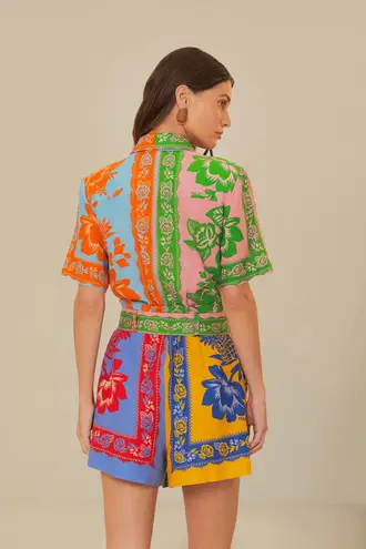 Farm Rio Mixed Lace Garden Scarves Romper