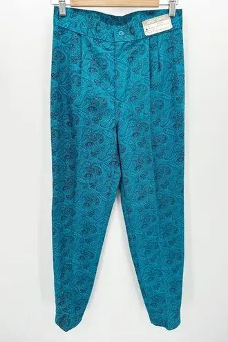 Vintage Blue Chic Sport  Paisley Print Pleated Front Pants Women's Size 9 NWT