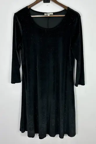 Joan Vass Black Velvet Dress Womens Large Sparkle Whimsigoth Grunge Witchy 90s