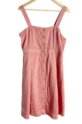 Gramicci Coral Pink Cotton Button Front Sleeveless Mini Dress Size Large