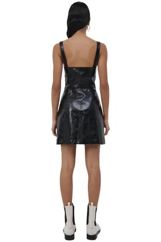 Jonathan Simkhai Standard Abra patent crinkle vegan leather bustier dress XS NWT Black