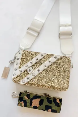 Vintage Havana Meme Gold Glitter Crossbody w/ Extra Camo Strap