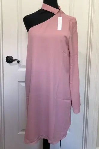 Three Eighty Two Womens Dress M Pink Ally One Shoulder Slit Sleeve Choker NWT Pink Size M