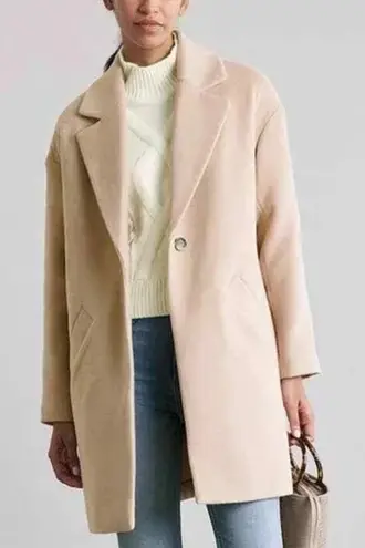 Elizabeth and James Buff Beige One Button Tie Belt Long Dress Coat XL Tan Jacket