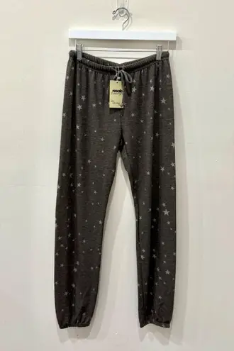 NWT Enti High Rise Star Print Straight Leg Lounge Sweatpant Charcoal Women's M Gray Size M