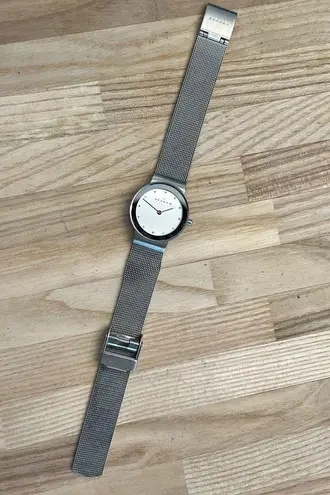 Skagen Denmark Ladies Watch Stainless Steel Mesh Bracelet Dial Ring Crystals