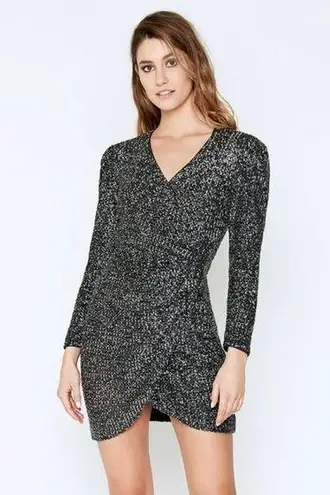 Bardot Sequin Long Sleeve Sparkle Dress Charcoal Sequin Size US 8