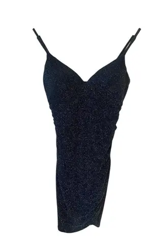 Dear Moon HOCO Dress Womens Size 3 Blue Shimmer Sleeveless Mini Rouched Side