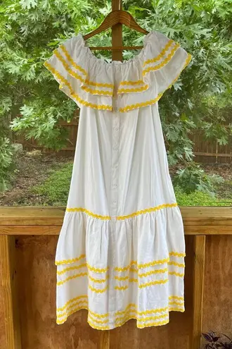 Lisa Marie Fernandez X Target White And Yellow Linen Blend Midi Dress XS. NEW