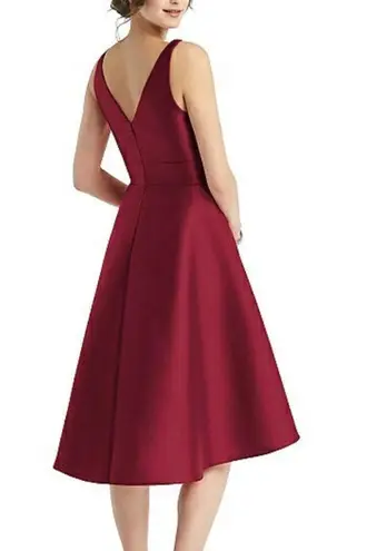 Alfred Sung NWT  Burgundy Sateen Twill V-Neck Hi Low Dress Size 0