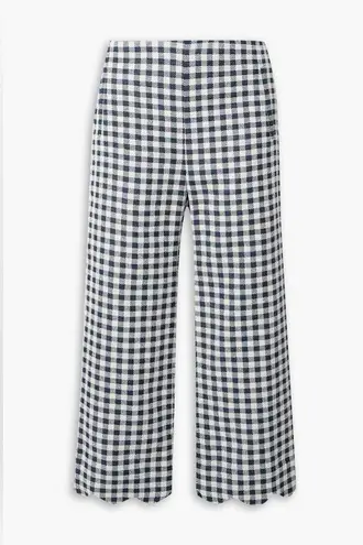 Lisa Marie Fernandez Scallop Gingam Bouclé Wide
Leg Pants Size 1 White