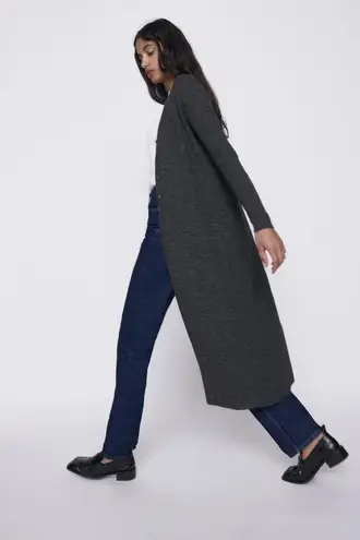 ZARA NWT  Wool Blend Ribbed Long Grey Cardigan