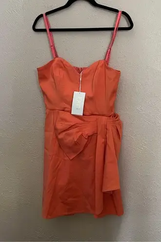 NWT ERIN by Erin Fetherston Strapless Taffeta Sweetheart Bow Dress in Flame 6
