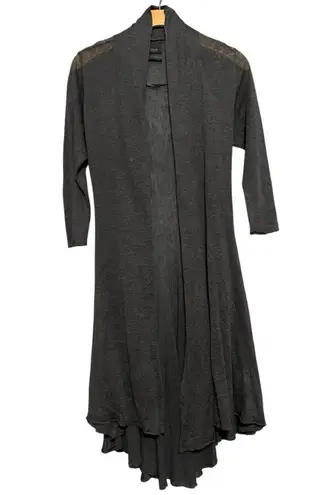 Line Women’s Size M Charcoal Gray Linen 3/4 Length Open Front Knit Cardigan Size M