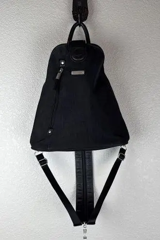 Baggallini Metro Backpack Sling Bag Purse Black Nylon RFID Protection Travel