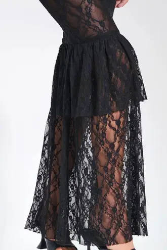 Miss Circle Quennell Black Lace Corset Maxi Dress