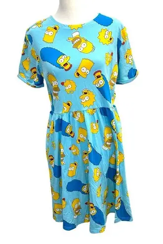 Cakeworthy Simpsons Dress Women Lrg Blue Cartoon AOP #kidcore #dopaminedressing Size L