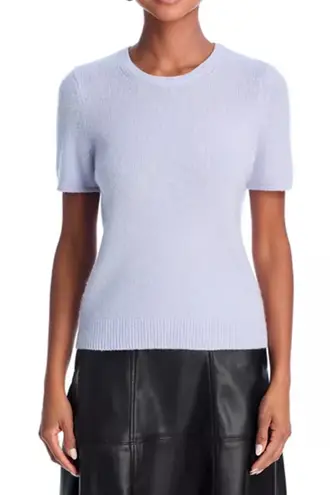 C by Bloomingdales Cashmere Women's Short Sleeve Sweater M Serenity Blue Size M