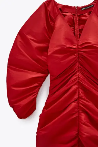 ZARA NWT  Valentine’s Day Red Draped Detail Dress