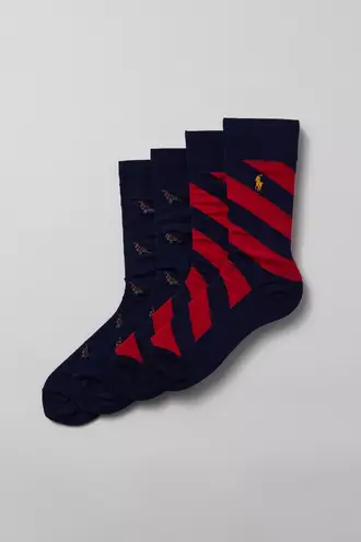 Polo Ralph Lauren Pheasant & Stripe Crew Sock 2-Pack NWT
