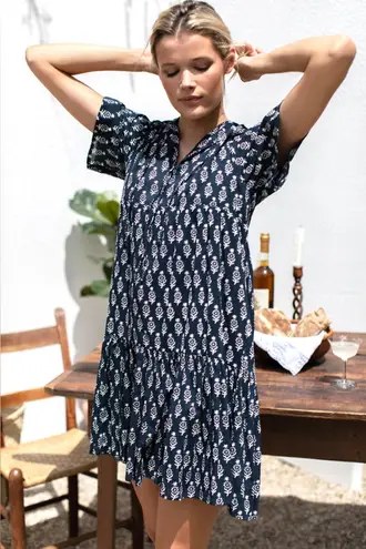 India Collection Emerson Fry XS/S Island Dress 2 Marguerite Blue Organic Cotton