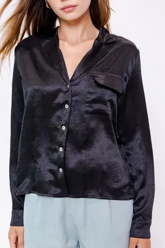 Le lis Black Satin Button Down Top - Image 1