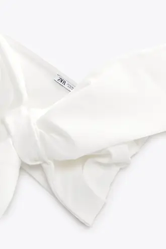 ZARA top crop bow tie blouse