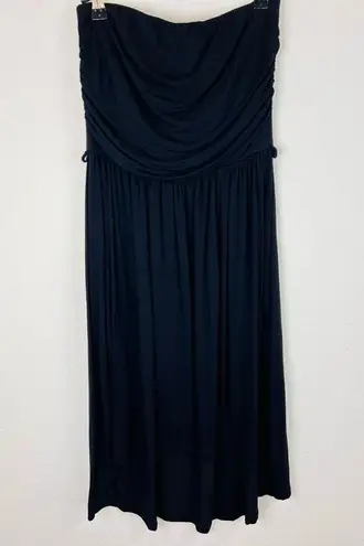 Love j Black High-Low Strapless Dress Size Medium Draped Bodice Casual Chic Look