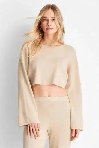 Future Collective NWT with Jenny K. Lopez Cropped Crewneck Sweater Beige Size XS