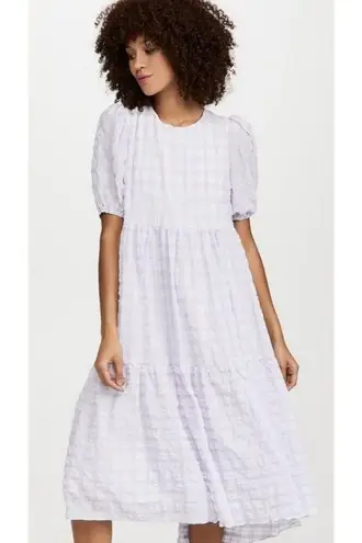 English Factory 💕💕 Tiered Gingham Seersucker Maxi Dress ~ Lavender Medium M NWT